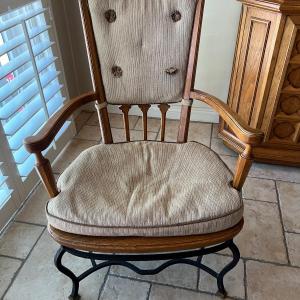 Photo of Vintage Drexel Heritage Occasional Chair Simpatico Fruitwood Wrought Iron 1964 M