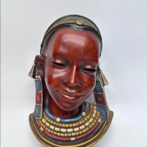 Photo of Vintage Achatit Bust Wall Mount Tribal Women's face Mask
