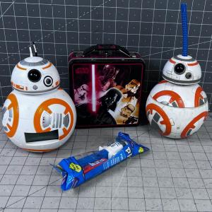 Photo of STAR WARS ITEMS: Clock, Tippy Cup, Pez, 
