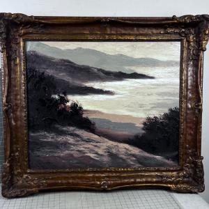 Photo of Oil On Board, Landscape with Heavy Wood & Plaster Frame