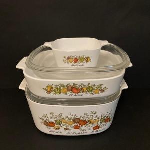 Photo of LOT 106: Vintage Corning Ware - Spice of Life Casserole Dishes (5 Quart and More