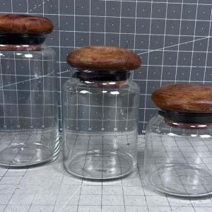 Photo of Good Wood Teak Top Canisters Set of (3) 