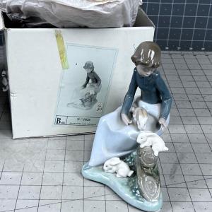 Photo of NAO Number 1026 Young Lady with Rabbits (Same Company as LLADRO) 