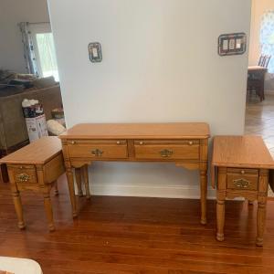 Photo of LOT:167: Two Drop Leaf End Tables and a 2 Drawer Side Table.