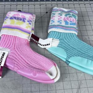 Photo of 2 Sweater Mate Pastel Knit Slippers. 