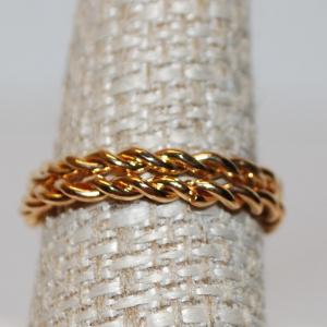 Photo of Size 8 Set of 2 Twisted Rope Style Rings on Gold Tone Bands (2.1g)