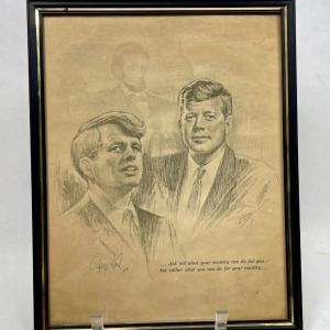Photo of John F Kennedy framed sketch