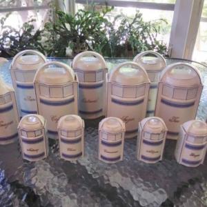 Photo of Delft look porcelain ware canister and storage set