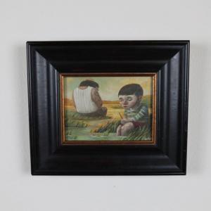 Photo of Nathan Durfee "Fishing with Father" Oil on Panel