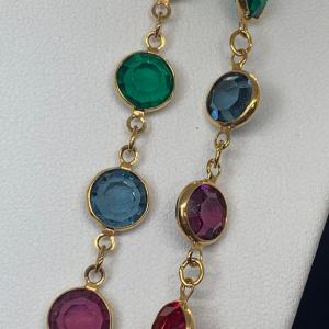 Photo of Lot 190: Swarovski Multi Color Crystal Necklace 36" & Bracelet 7" Gold Tone