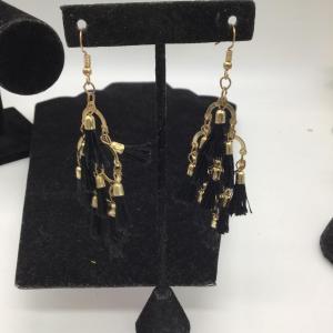 Photo of Black tassel dangle earrings