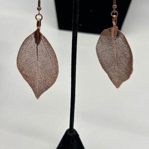 Photo of Bronze toned fashion leaf earrings