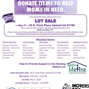 Photo of MOVERS FOR MOMS(R) Donation/Charity Lot Sale