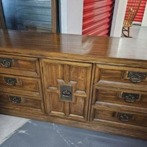 Photo of Retro Spanish Style Oak 9-drawer Dresser