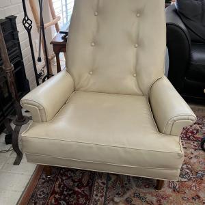 Photo of Vintage Leather Lounge Chair Heritage Drexel White MCM Mid Century Modern