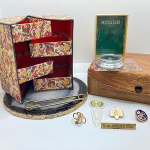 Photo of LOT 201: Girl Scout Collection, Jewelry Boxes, Agate Trivet and More