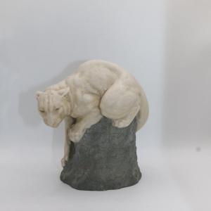 Photo of Joseph Boulton - Cougar - White Stone Sculpture