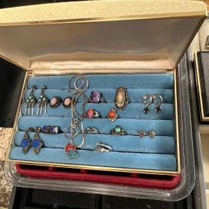Photo of Mixed Silver and Sterling Lot Earrings, Rings, Necklace