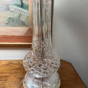 Photo of Waterford Antique 1950's Fine Cut Crystal Table Lamp 34" Tall Crystal Finial Lam