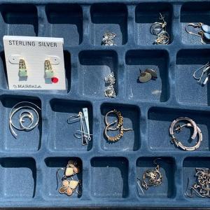 Photo of Lot 226: Sterling Silver Pierced Earrings 14prs. with Organizing Tray