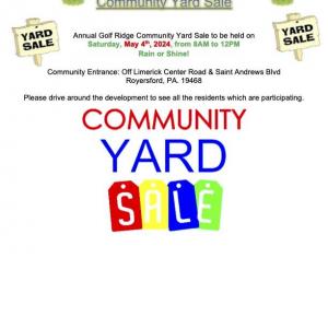 Photo of 2024 Golf Ridge Community Yard Sale. 5/4/2024 from 8am to noon.