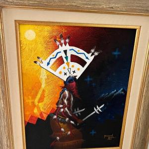 Photo of Peterson Yazzie Oil on Canvas Art Signed Native American Southwest Framed