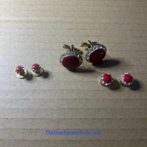 Photo of GOLD AND RED CUFFLINKS