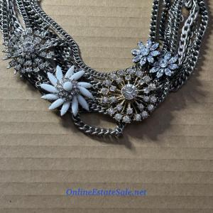 Photo of SILVER FLOWER LAYERED NECKLACE