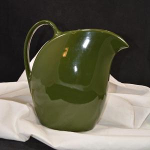 Photo of MCM Forest Green Hall Pottery Retro Pitcher 9.5"x9.25"x4.5"