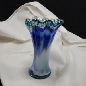 Photo of Lovely Vintage Layered Slung Glass Vase 9"