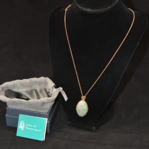 Photo of Gold Tone 925 Sterling Jade Pendant w/ 925 18"-20" Chain 13.9g