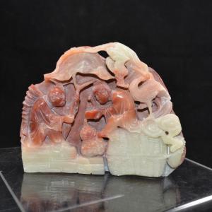 Photo of Vintage Chinese Shou Shan Hand Carved Stone Harvest Carving 5"x4.5"x1"