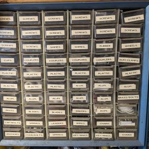 Photo of Nice Blue Organizer of Couplers, Screws, Wire,...