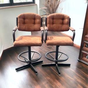 Photo of Pair of revolving metal bar stools