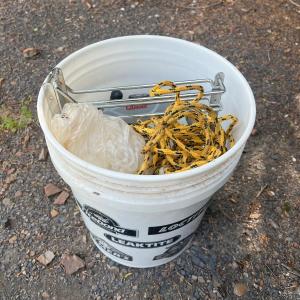 Photo of 5 gallon Ace bucket of misc tools and hardware