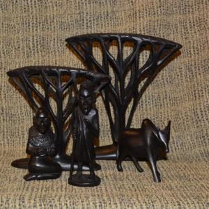 Photo of Hand Carved Light Wood Pastoral Carvings 10"