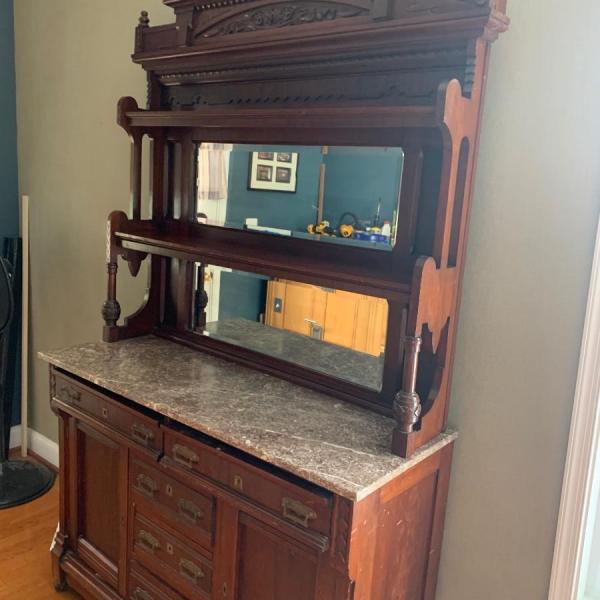 Photo of Antique Eastlake Marble Top Buffet