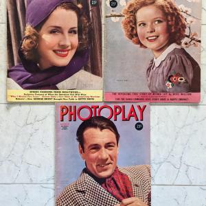 Photo of LOT of 3 Photoplay magazines- May 1938, April 1939, Oct 1939 Shirley Temple, Nor