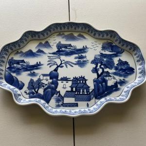Photo of Vintage Bombay Blue and White Asian Scene plate