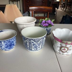 Photo of Lot of Vintage Porcelain and Ceramic Planters