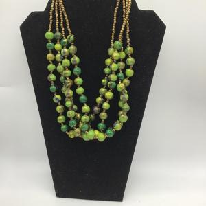 Photo of Vintage green beaded bulky necklace