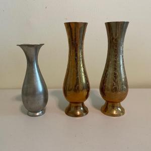 Photo of Lot of Solid Brass Vases 