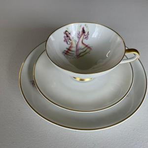 Photo of Vintage Porcelain German Tea Cup, Saucer, and Plate