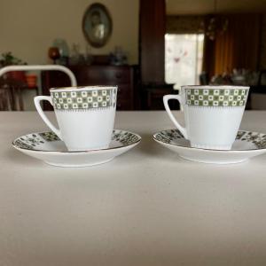 Photo of Vintage Tea Cups - Green and white