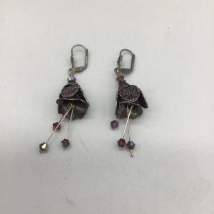 Photo of Purple dangle vintage clip on earrings