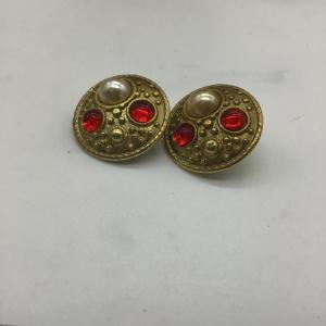 Photo of Vintage red and gold toned clip on earrings
