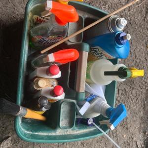 Photo of Cleaning supplies with handled tote