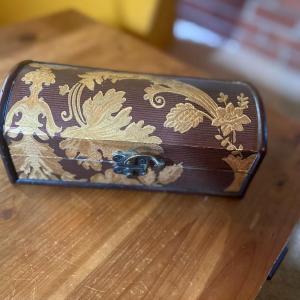 Photo of Wooden Trinket Box w/ Golden Leaf Detail 