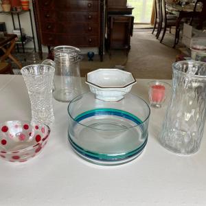 Photo of Miscellaneous Lot of Bowls, Vases, Pitcher, Candle Holder