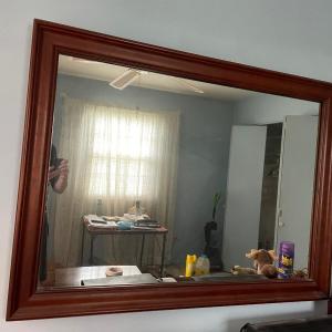 Photo of Large Wood Framed Wall Mirror